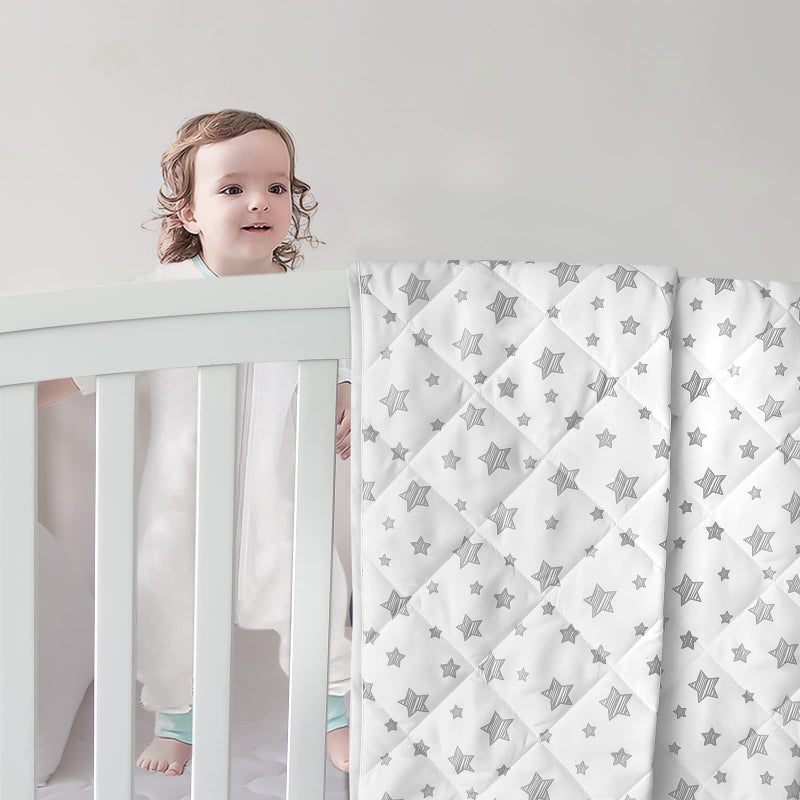 Moonsea Baby Blanket for Boys  Pet Blanket Kids Toddler Comforter Quilted with White Star Print  Ultra Soft and Comfortable Baby Comforter Down Alternative Crib Comforter  39x47 Inches - Image 5